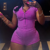 Zipper short sleeved yoga jumpsuit Zipper short sleeved yoga jumpsuit