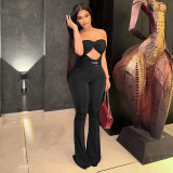 Strapless sleeveless hollow out backless twisted jumpsuit