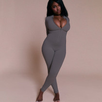 Tight zipper long sleeved jumpsuit