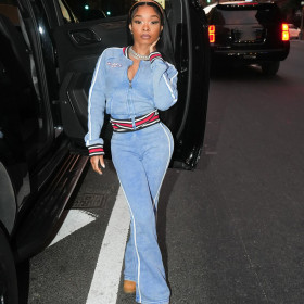 Color blocked zipper short top and pants set