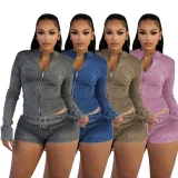 Cowboy long sleeved elastic shorts belt set