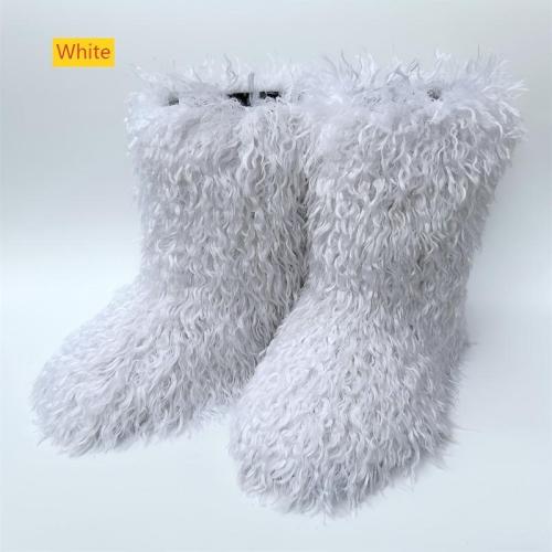 Plush fur plus size wool snow boots