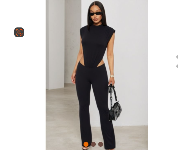 Round neck sleeveless black jumpsuit with hollowed out sides, two-piece pants set