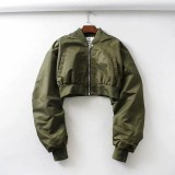 Stand up collar short zipper jacket, baseball jacket, top