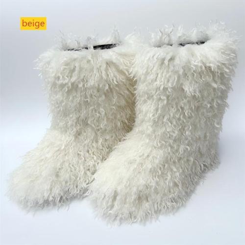 Plush fur plus size wool snow boots