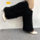 Snow boots, plush pile socks