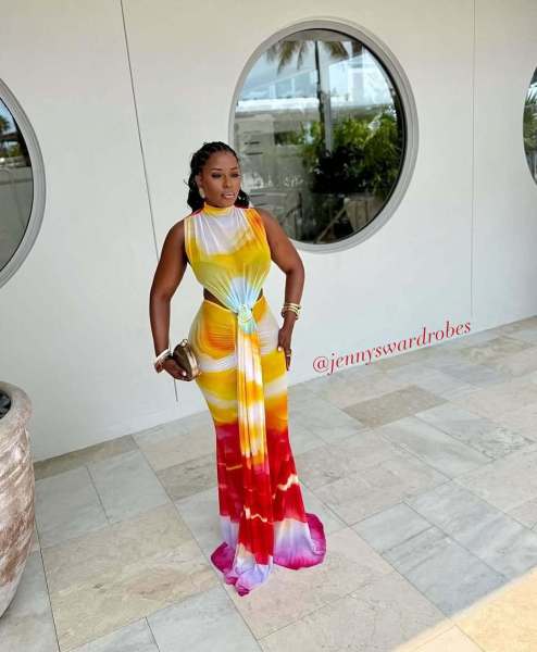Sleeveless gradient strap wrapped hip long skirt dress