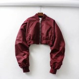 Stand up collar short zipper jacket, baseball jacket, top