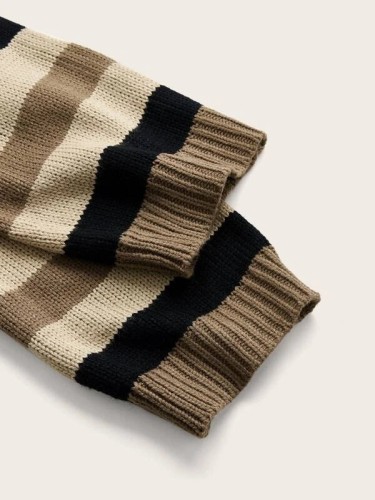 Loose fitting pullover sweater, color blocked striped sweater, knitted sweater, top