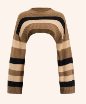 Loose fitting pullover sweater, color blocked striped sweater, knitted sweater, top