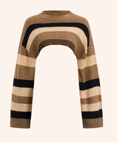 Loose fitting pullover sweater, color blocked striped sweater, knitted sweater, top