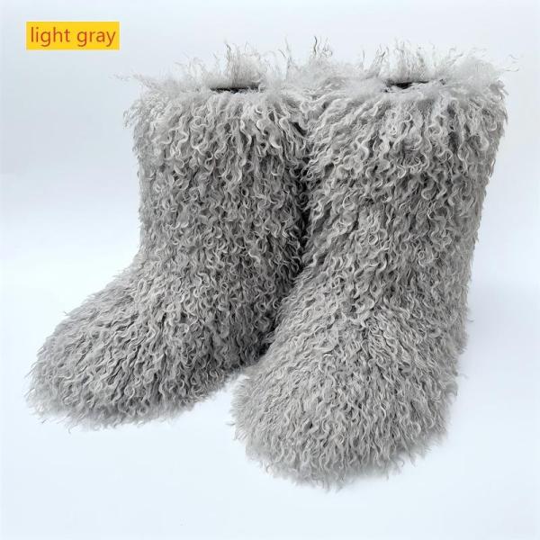 Plush fur plus size wool snow boots