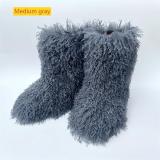 Plush fur plus size wool snow boots