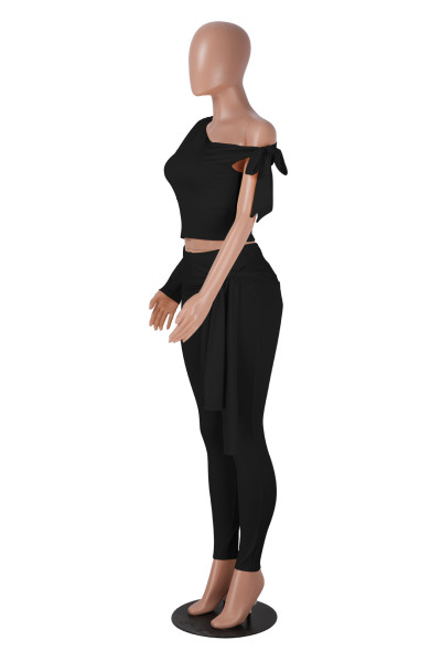 Sexy and Fitted Two-Piece Set with Single Long Sleeve and Pants MZ2904