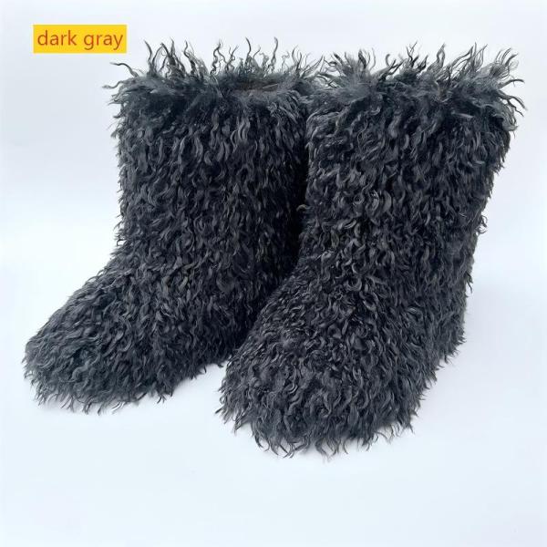 Plush fur plus size wool snow boots
