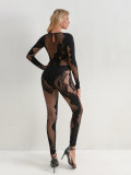 Long sleeved high needle lace hollow jumpsuit