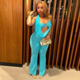 Bralette, backless bodysuit with deep V-neck and halter neck