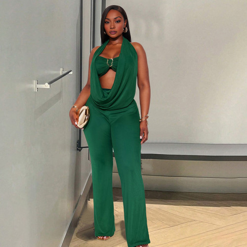 Bralette, backless bodysuit with deep V-neck and halter neck