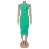 Strapless button decoration dress