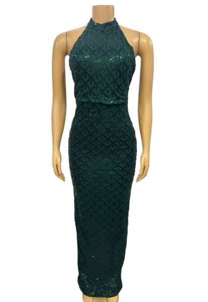 Diamond studded slim fit evening gown long dress