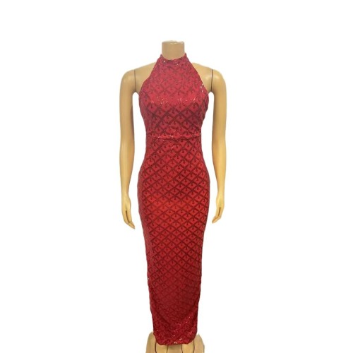 Diamond studded slim fit evening gown long dress