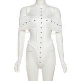Slimming jumpsuit high waisted shorts set