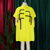 Loose collar shirt, medium length shirt, short sleeved dress