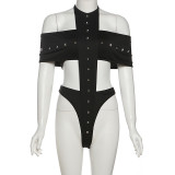 Slimming jumpsuit high waisted shorts set