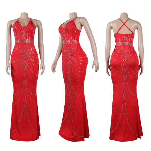 Hot stamping cross suspender floor mopping dress dress