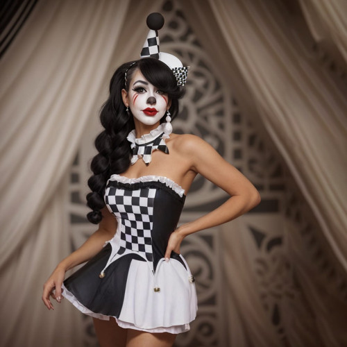 Halloween Black and White Grid Party Dress