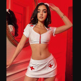 Nurse's hollow out buttock skirt uniform three piece set