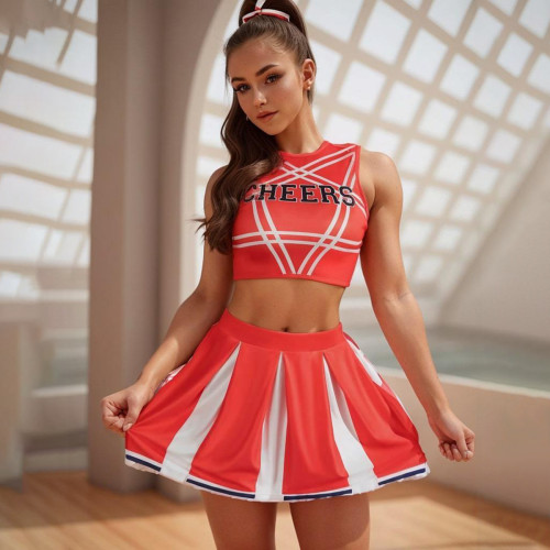 Two piece set of letter printed half skirt