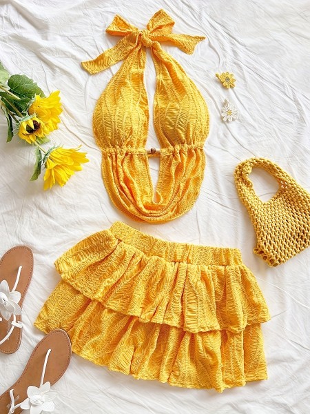 V-neck cut-out backless bralette mini dress