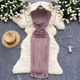 Wrinkled waist bag hip skirt long skirt