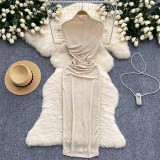 Wrinkled waist bag hip skirt long skirt