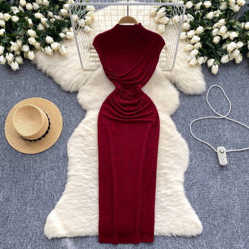Wrinkled waist bag hip skirt long skirt