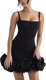 Strap strapless ruffled skirt