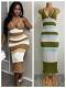 Knitted color blocked beach jumpsuit