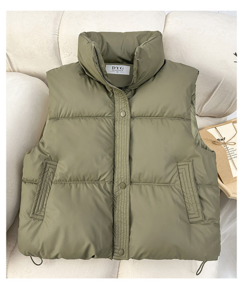 Loose cotton shoulder stand up collar cotton vest jacket