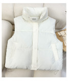 Loose cotton shoulder stand up collar cotton vest jacket