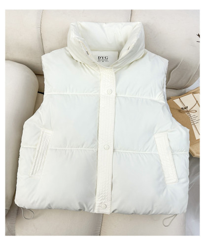 Loose cotton shoulder stand up collar cotton vest jacket