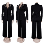Two piece contrasting large lapel suit
