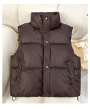 Loose cotton shoulder stand up collar cotton vest jacket