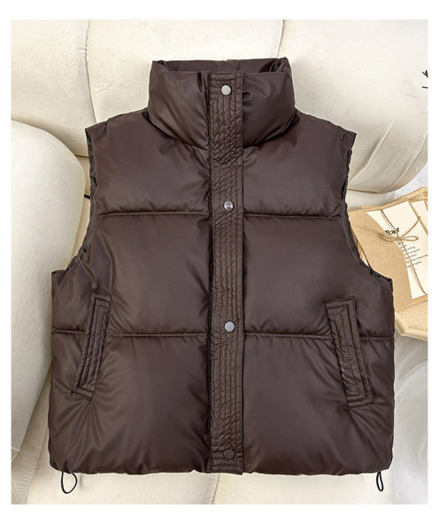 Loose cotton shoulder stand up collar cotton vest jacket