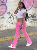 Plush stacked waist chain, hip hugging, tight flared pants Plush stacked waist chain, hip hugging, tight flared pants