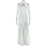Perspective strapless A-line skirt with a single neckline solid color dress