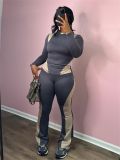 Color blocking long sleeved suit