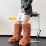 Knee high snow boots with plush boots