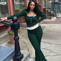 Tank top, long sleeved jacket, slightly flared pants three piece set