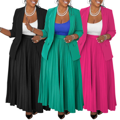 Professional women's suit+pleated skirt set